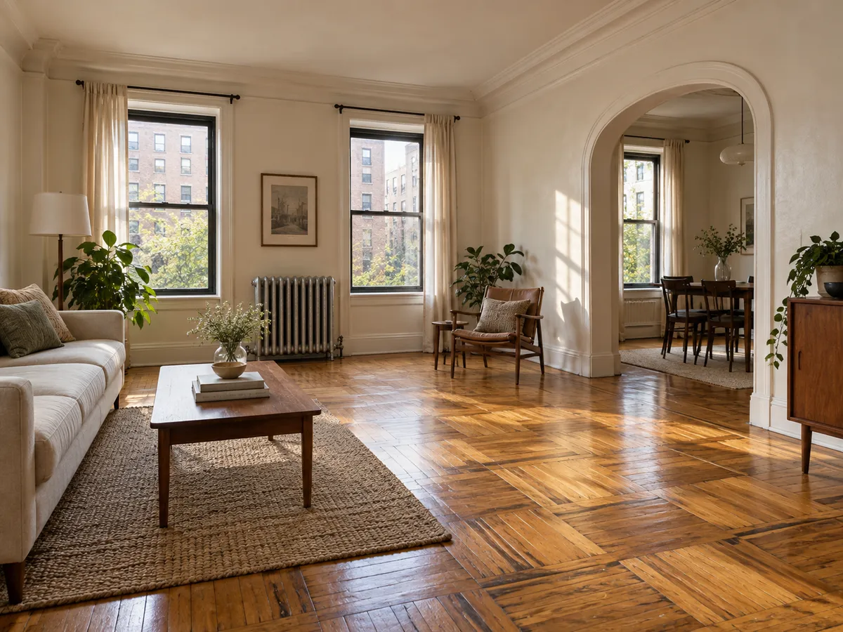 A prewar Bronx apartment living room
