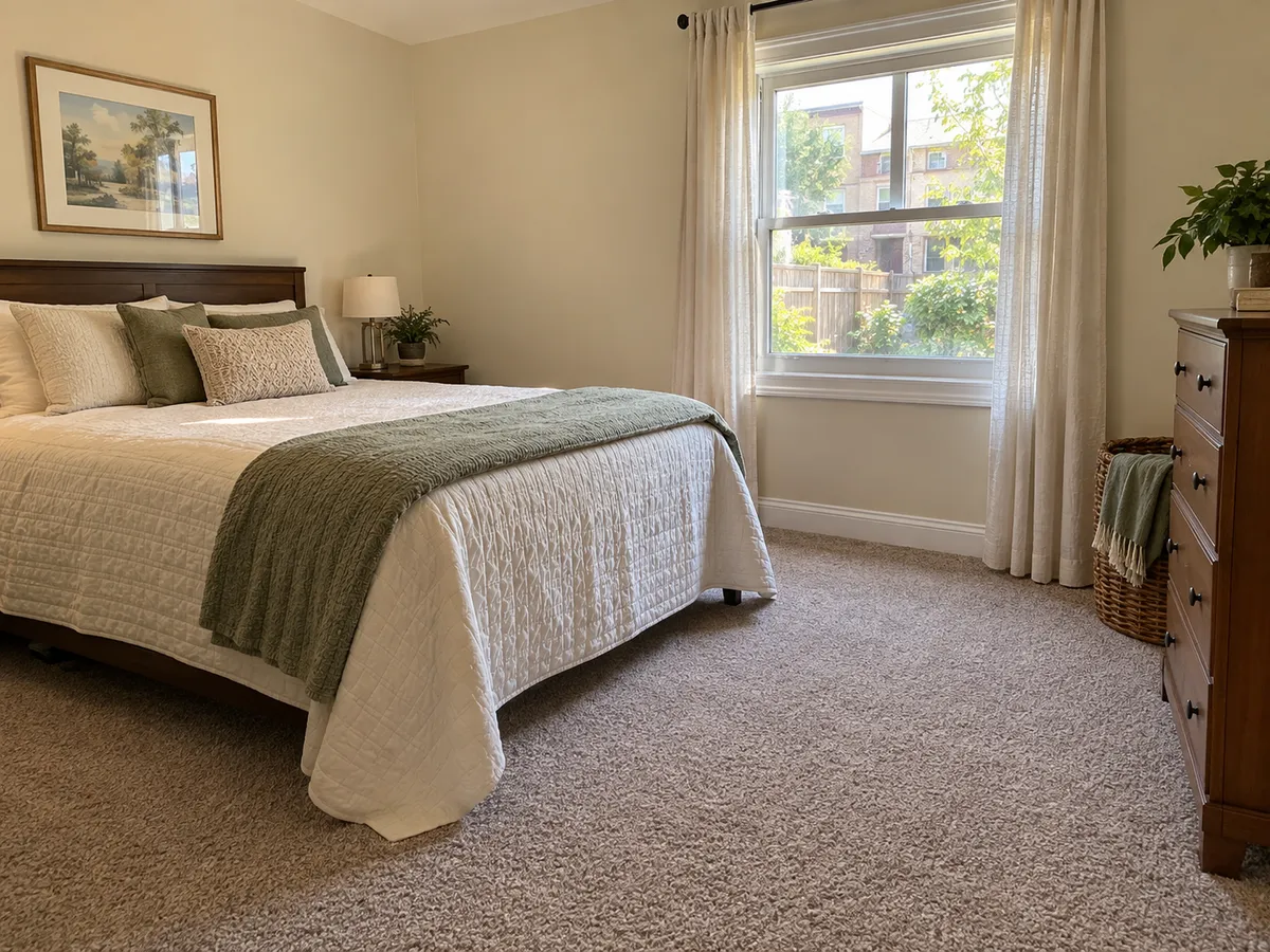The upstairs bedroom of a Bronx two-family house